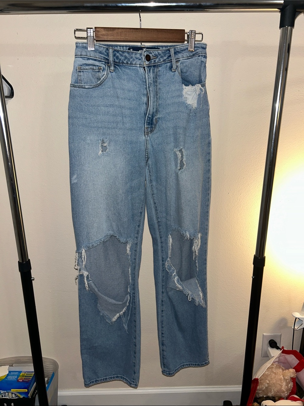 Hollister Light Blue Distressed Boyfriend Jeans